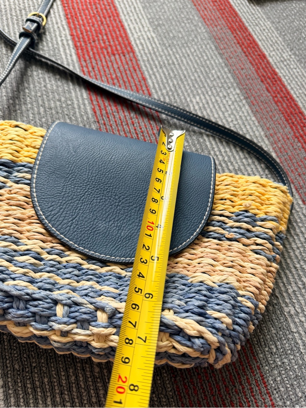 Universal Thread Blue Striped Woven Straw Crossbody Boho Beach Bag Size 11x7inch - Picture 5 of 8